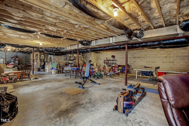 view of unfinished basement