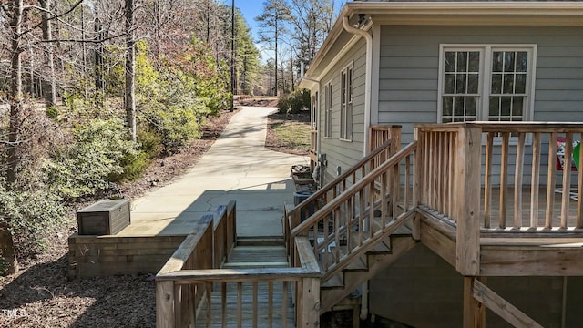 wooden terrace with stairs