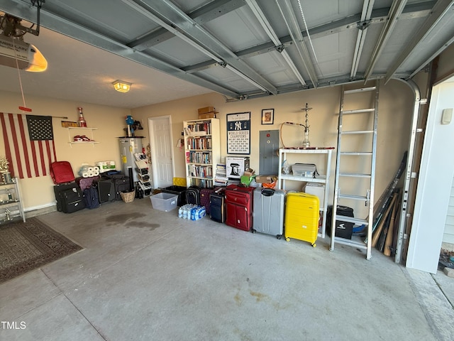 garage featuring electric water heater