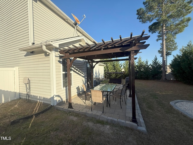 view of patio featuring a pergola