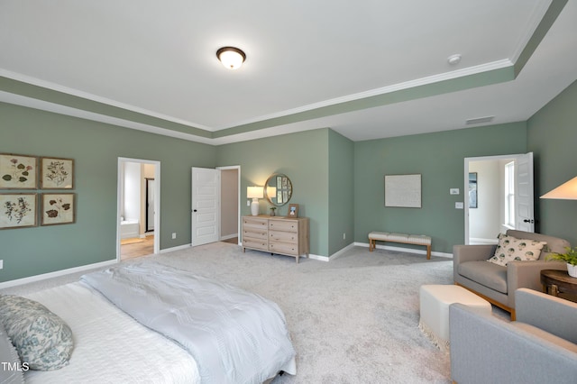 bedroom featuring carpet flooring, visible vents, and baseboards