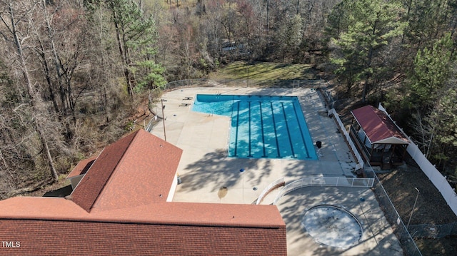 aerial view with a forest view