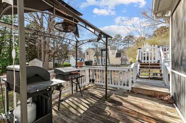 deck featuring area for grilling