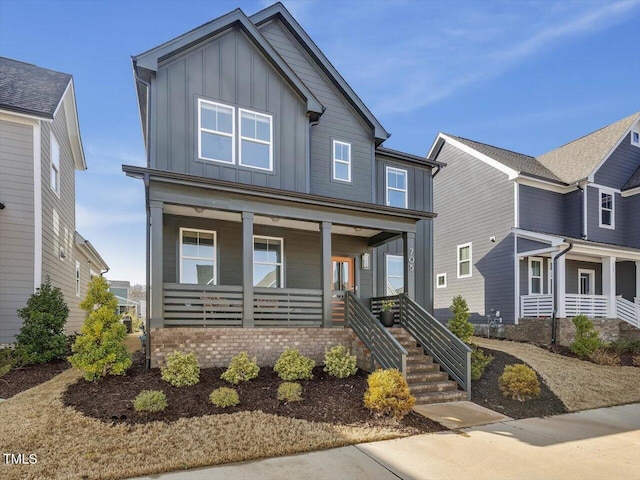 view of front of property featuring a porch and board and batten siding