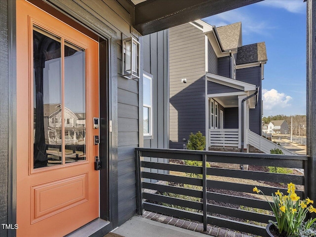 property entrance with a balcony