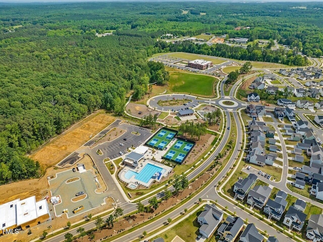 aerial view featuring a view of trees