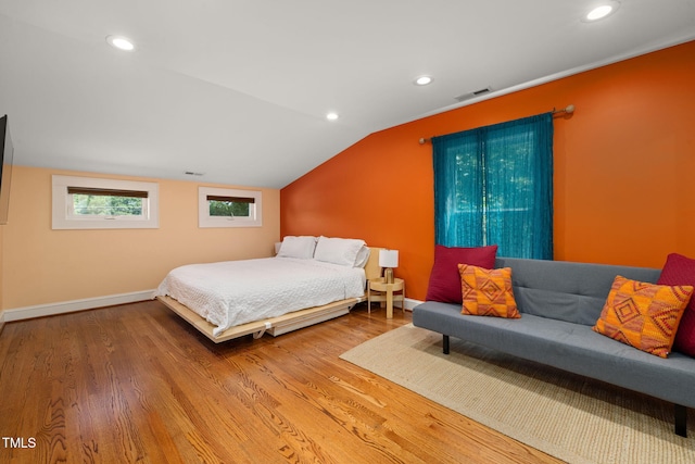 bedroom featuring baseboards, recessed lighting, and visible vents