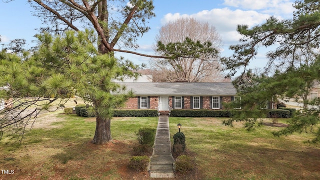 view of front facade featuring a front lawn and brick siding