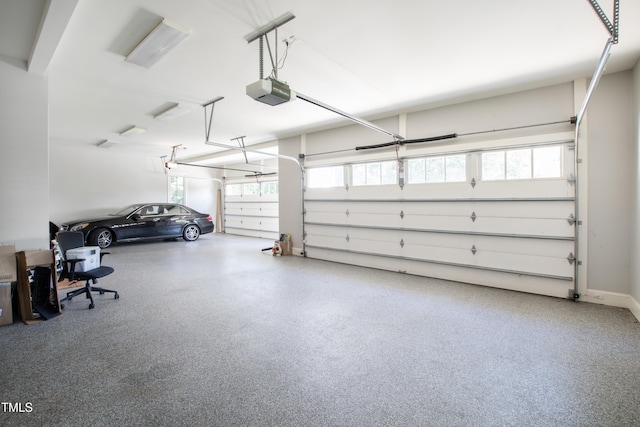 garage with a garage door opener