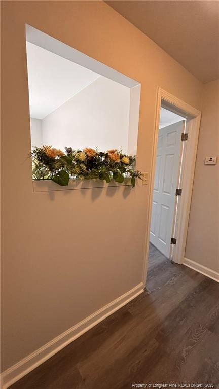 1809 Wayne Ln, Fayetteville, NC 28304 - hall featuring dark wood-style flooring and baseboards