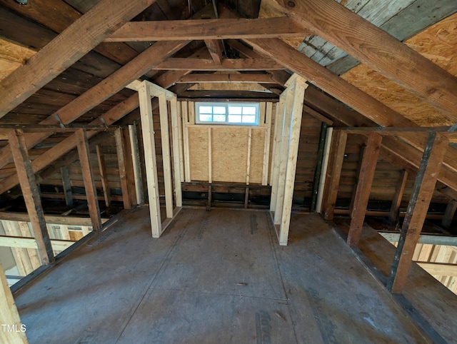 view of unfinished attic