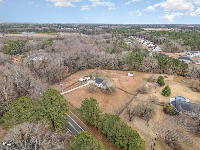 aerial view featuring a rural view