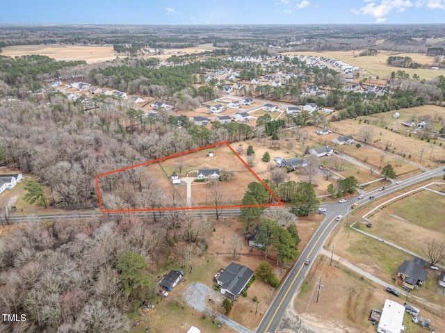 aerial view with a rural view