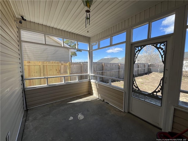 view of unfurnished sunroom