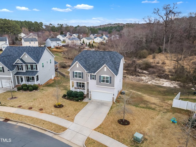 drone / aerial view with a residential view