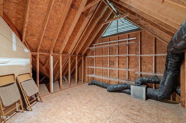 view of unfinished attic