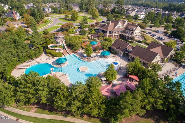 drone / aerial view with a residential view