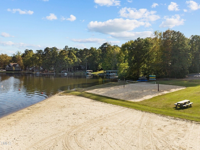 112 Rawhide Dr, Louisburg, NC 27549 - exterior space featuring a water view and volleyball court