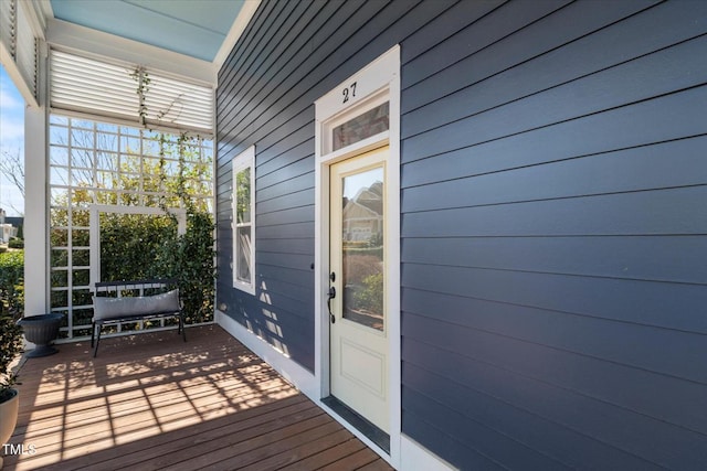 wooden deck featuring a porch