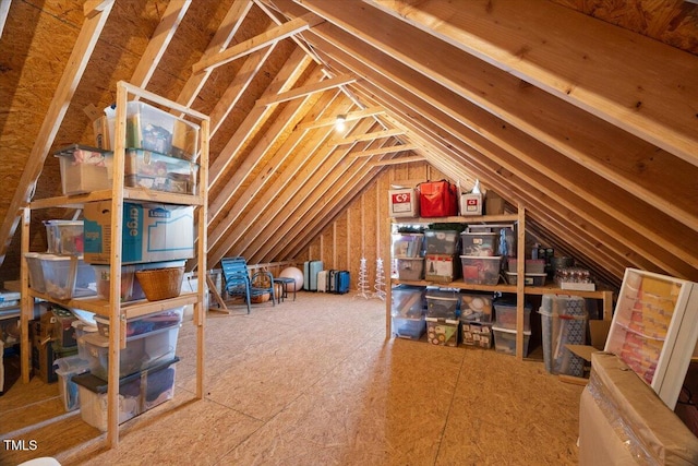 view of unfinished attic