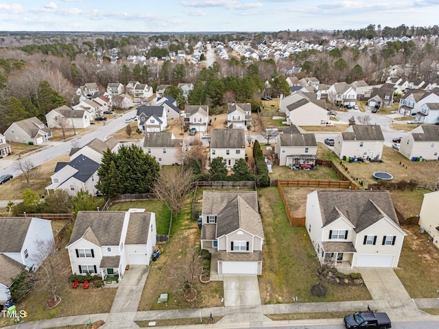 birds eye view of property with a residential view