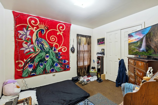 carpeted bedroom featuring a closet