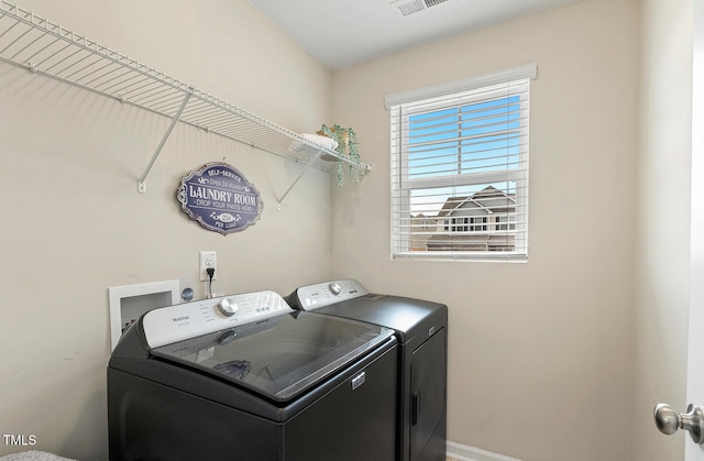 laundry room with laundry area and independent washer and dryer