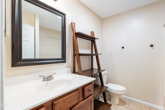 bathroom featuring vanity, toilet, and tile patterned floors