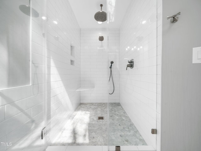 full bathroom featuring a stall shower