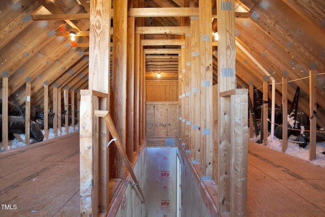 view of unfinished attic