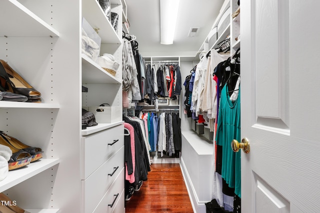 spacious closet featuring dark wood-style floors