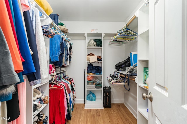 spacious closet with wood finished floors