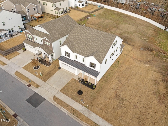 bird's eye view featuring a residential view