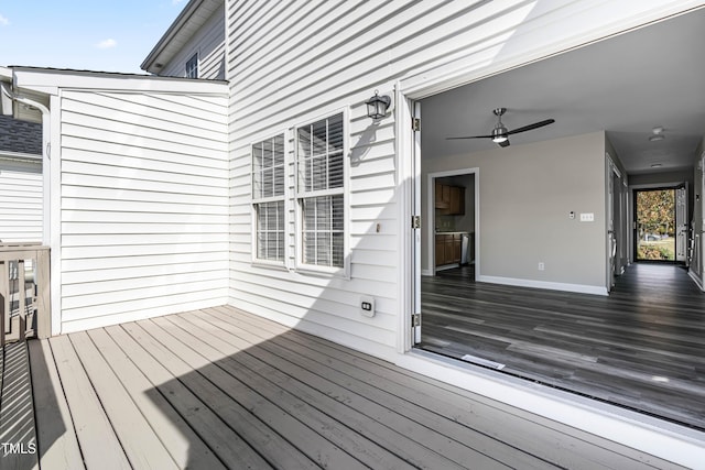 deck featuring a ceiling fan