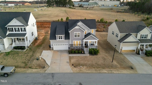 bird's eye view with a rural view