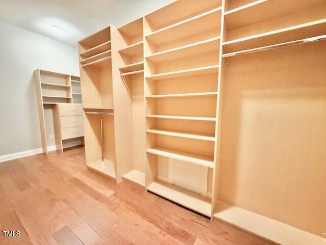 walk in closet featuring wood finished floors