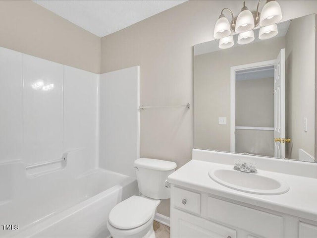 706 Canyon Lake Cir, Morrisville, NC 27560 - full bathroom with an inviting chandelier, vanity, toilet, and  shower combination