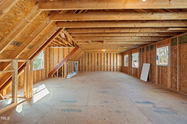 view of unfinished attic