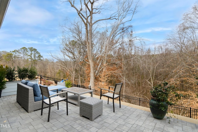 view of patio featuring an outdoor hangout area