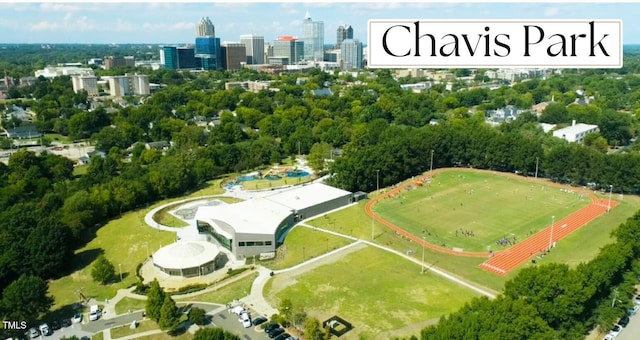 birds eye view of property featuring a city view