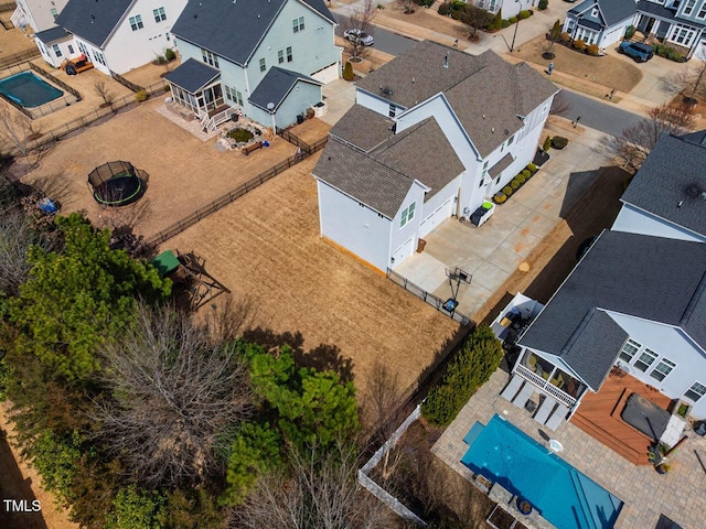 bird's eye view with a residential view