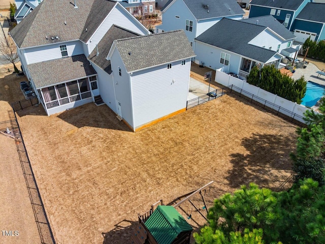 aerial view with a residential view