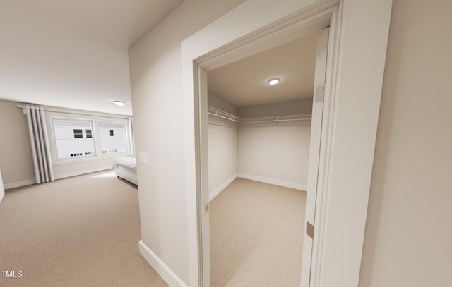 walk in closet with carpet