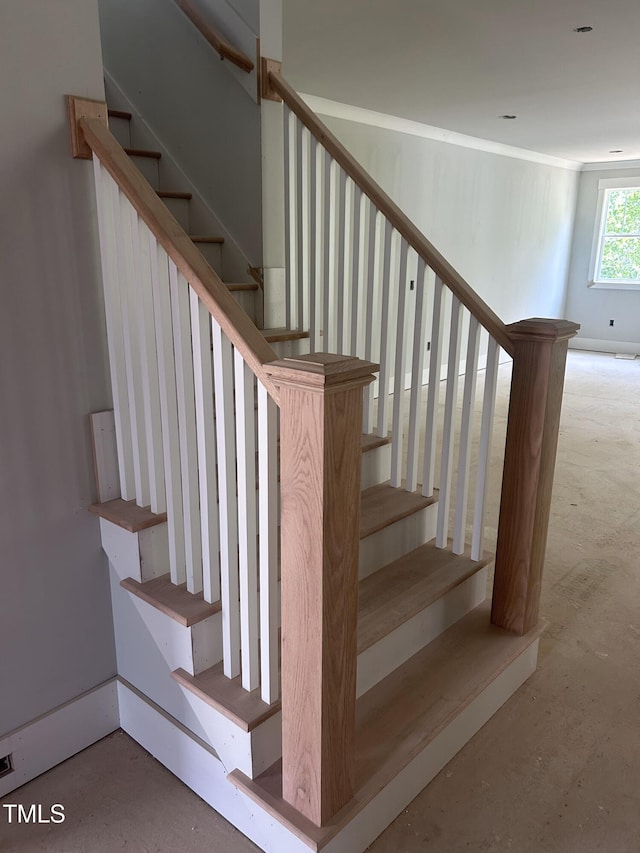 108 Pointe Park Cir, Holly Springs, NC 27540 - stairway featuring concrete flooring