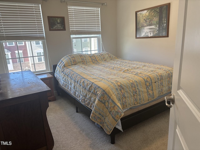 bedroom featuring multiple windows and carpet flooring