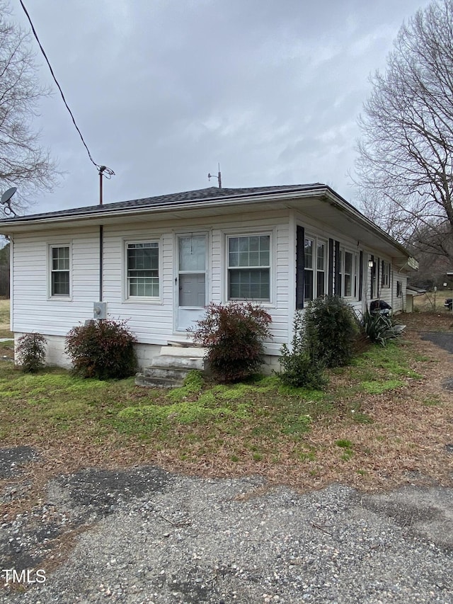 view of home's exterior featuring entry steps