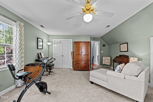 6509 Virgilia Ct, Raleigh, NC 27616 - living area featuring light colored carpet, a textured ceiling, and visible vents