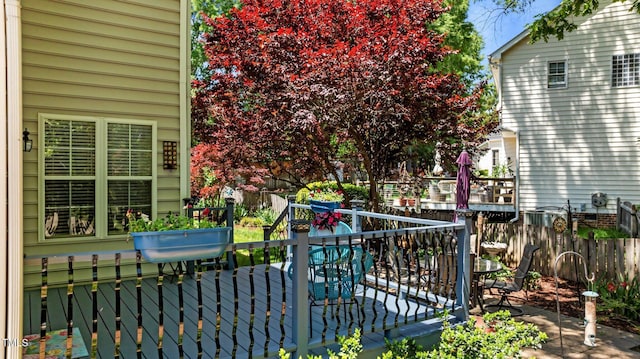 6509 Virgilia Ct, Raleigh, NC 27616 - exterior space with a fenced backyard, a deck, and outdoor dining space