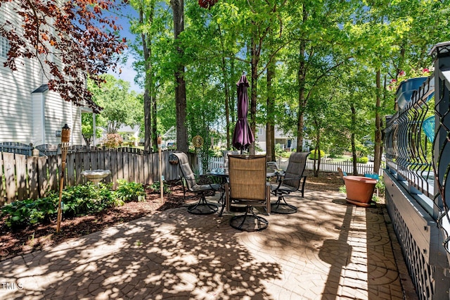 6509 Virgilia Ct, Raleigh, NC 27616 - view of patio featuring outdoor dining area and a fenced backyard