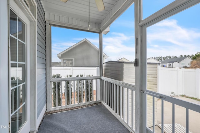 view of unfurnished sunroom